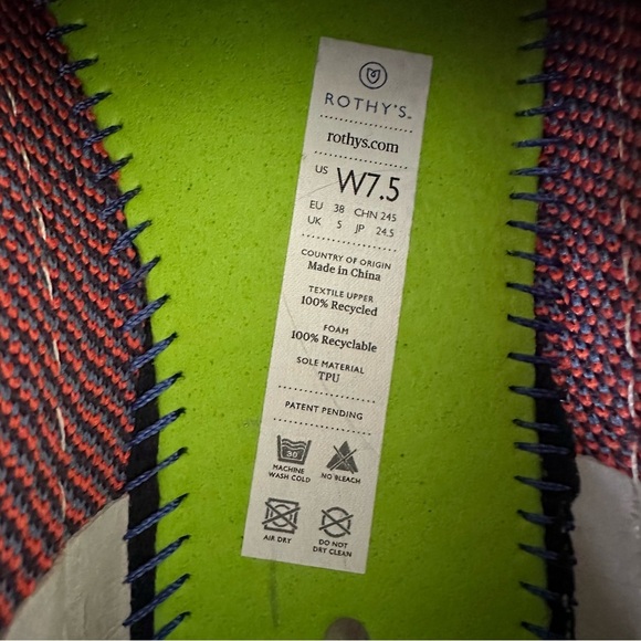 Rothy’s Tangerine Triple Stitch Slip On Sneakers Shoes 7.5 - Picture 8 of 11